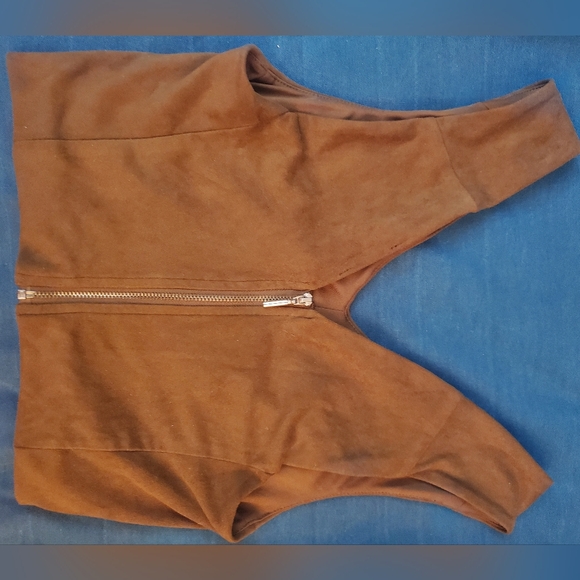 Brown Faux Suede Crop Top from Dynamite - Picture 3 of 7